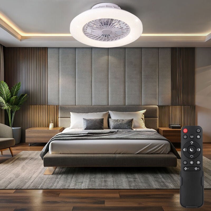 Deckenventilator mit Fernbedienung Deckenleuchte mit Ventilator Dimmbar Ventilatorlampe, Sterneneffekt CCT Timer, LED 30...