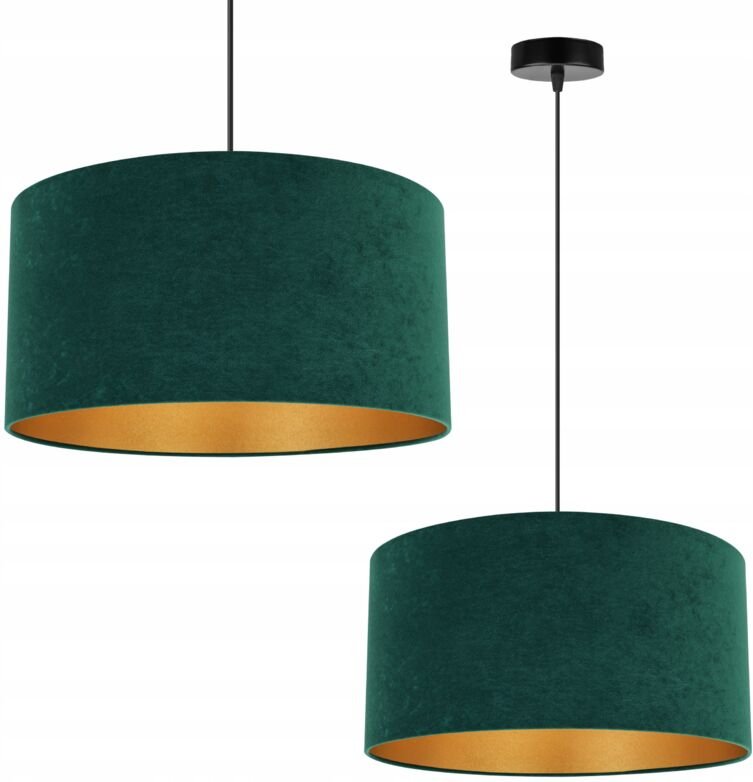 Hängelampe Deckenleuchter Goldener Samt Lampenschirm