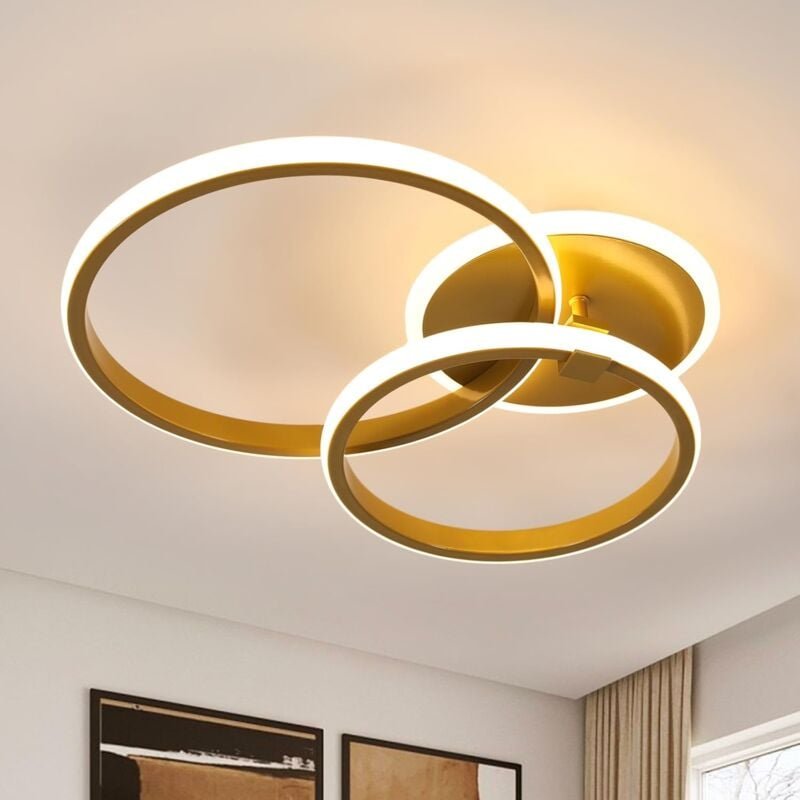 LED-Deckenleuchte Gold, 42 w, 4700 lm, Lampenschirm aus Aluminium und Acryl für Wohnzimmer, Schlafzimmer, Flur, Küche, F...