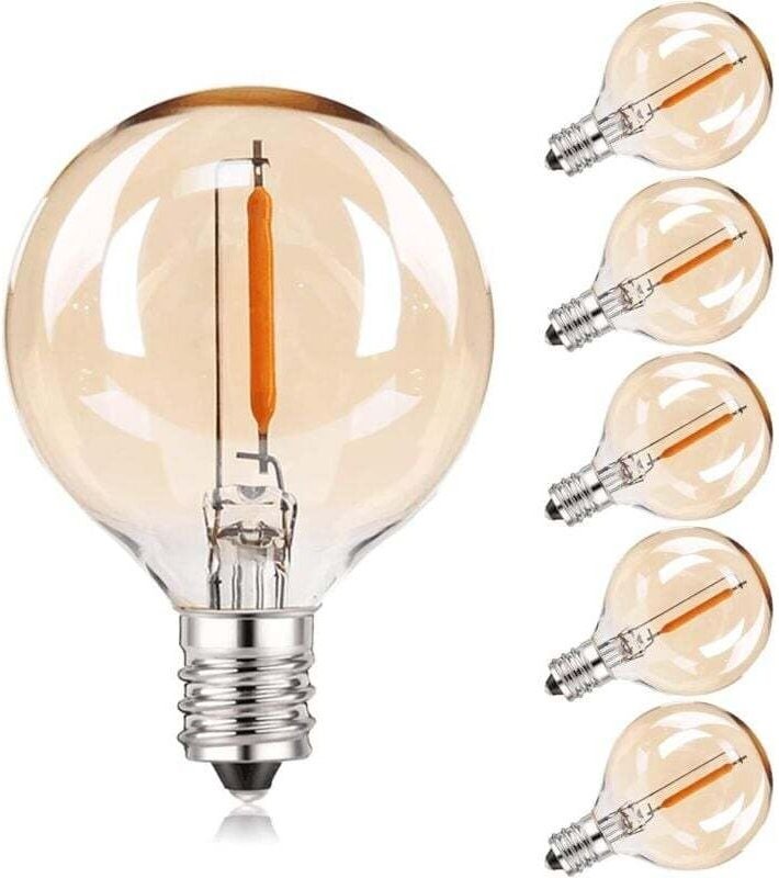 GMDOG E12 LED-Ersatzbirne, G40-Sockel, dekorative Krone, Retro-Stil, warmweißes Licht (2200 K), 220–240 V, 6er-Pack