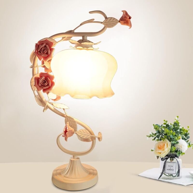LED Nachttischlampe Rose Nachtlicht Büro Wohnkultur Leuchte LED Tischlampe Nachtlicht Romantisch Schöne Rose Lampenschir...