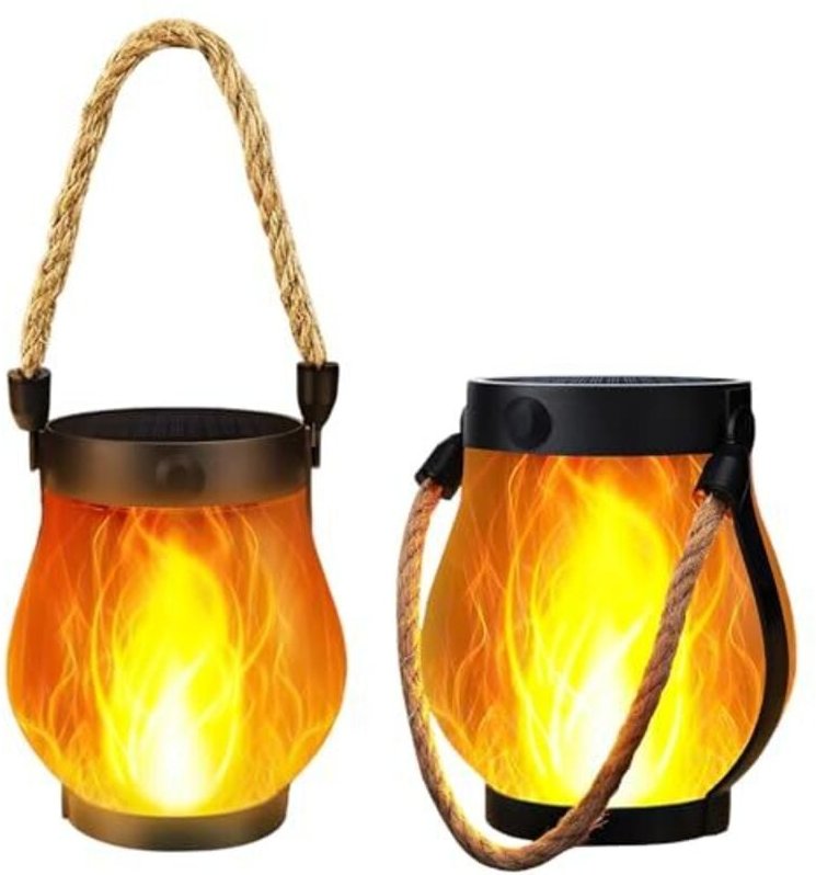 Flammen-Solarlampen für Außen Hängend(2Pcs),Solar laterne mit Flammeneffekt,1500 mAh,Wiederaufladbar,IPX4,solarlaterne f...