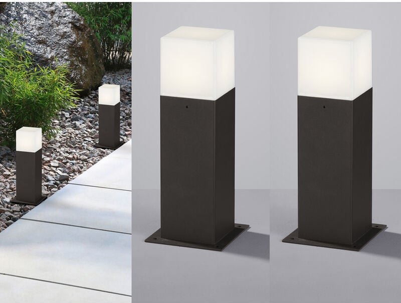 Thumbnail - Meinewunschleuchte - led Sockelleuchte 2er Set in Anthrazit Höhe 30cm IP44 - Außenleuchte Wegeleuchte