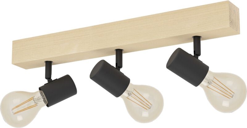 3er Spot Townshend 3 schwarz natur 48 x 5 cm E27 Deckenlampen & Kronleuchter - Eglo