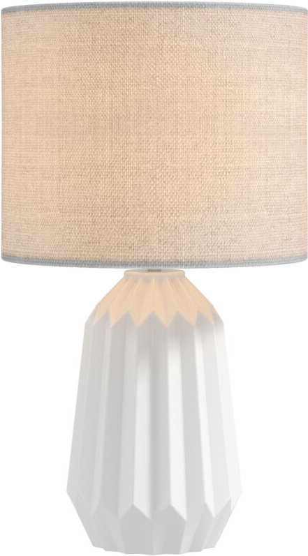 Tischlampe, Tischleuchte, Nachttischlampe mit Leinenschirm, Wippschalter, Schreibtischlampe, 22 x 22 x 39 cm, Weiß