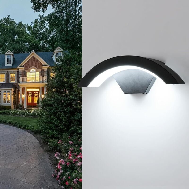 LED-Wandleuchte für außen/innen, 24 W, 2700 lm, moderne IP65-wasserdichte Wandlampe, schwarzer LED-Außenstrahler für Hof...
