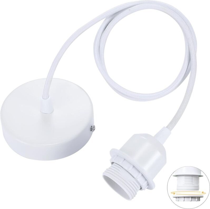 E27-Pendelleuchte mit Schraubring, 100 cm Textilkabel, kompatibel mit Lampenschirmen, ideale Fassung für Küche und Wohnz...