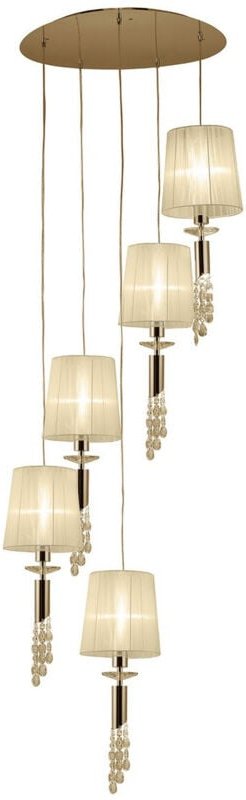 Inspired Mantra Fusion Tiffany Tiffany-Pendelleuchte, 5+5-flammig, E27+G9-Spirale, französisches Gold mit cremefarbenen ...