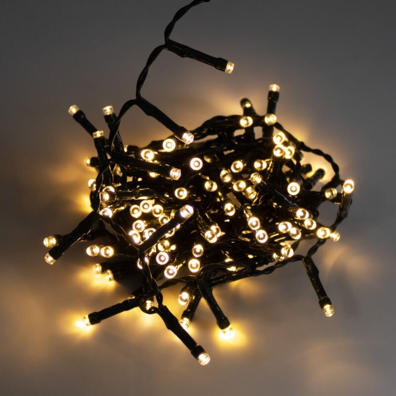 Außen Lichterkette warm weiß mit Timer - 160 LED / 4 m - Weihnachtslichterkette mit 8 Funktionen Batterie betrieben