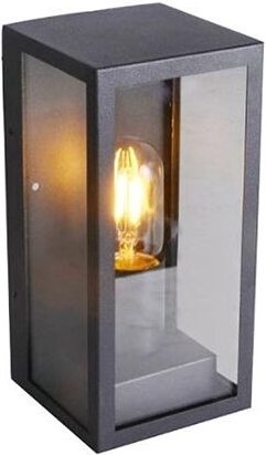 Quadratische LED-Gartenlampe, E27-Lampenfassung, mattschwarze Glasabdeckung, IP44 - V-tac