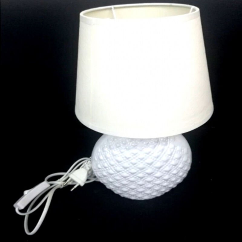 Trade Shop - lampada lume 32 cm bianco con paralume da tavolo scrivania comodino casamt -