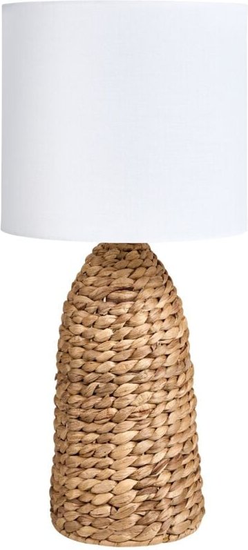 Thumbnail - Beliani - Tischlampe Naturfarben Wasserhyazinthe mit Stoffschirm Weiß Geflochtener Sockel Boho Stil Tischleuchte