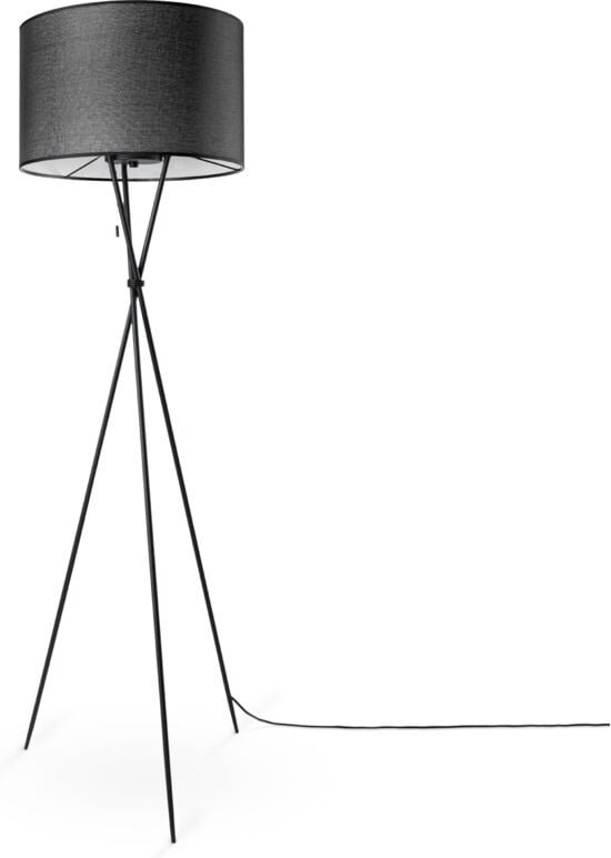 Stehleuchte Wohnzimmer Stoffschirm Tischlampe Textil Schirm E27 Nachtlicht Schwarz (Ø45.5 cm), Stehleuchte-Schwarz - Typ...