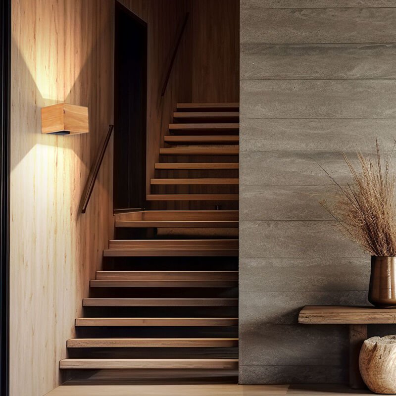 Wandleuchte Wandlampe Holzleuchte Designleuchte Wohnzimmer Up Down verstellbar, Metall braun schwarz, 1x LED 8 Watt 800 ...