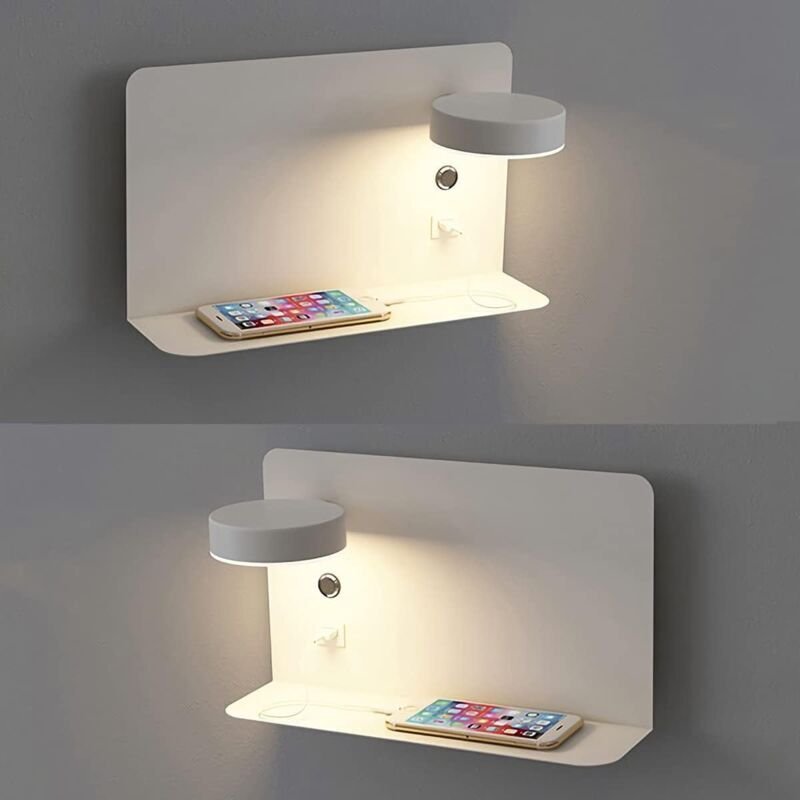 2er-Pack 12 W verstellbare LED-Wandleuchte mit USB-Ladewandlampen, 3 Farbtemperaturen, 330°-Drehbeleuchtung, moderne Wan...