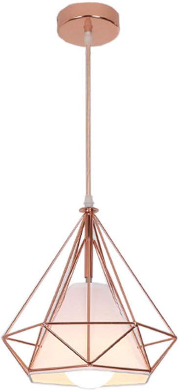 Pendelleuchte Rosegold, 1 Flammig Hängelampe, Ø25cm Diamant Form, mit Käfig für Wohnzimmer Schlafzimmer Esszimmer Küche ...