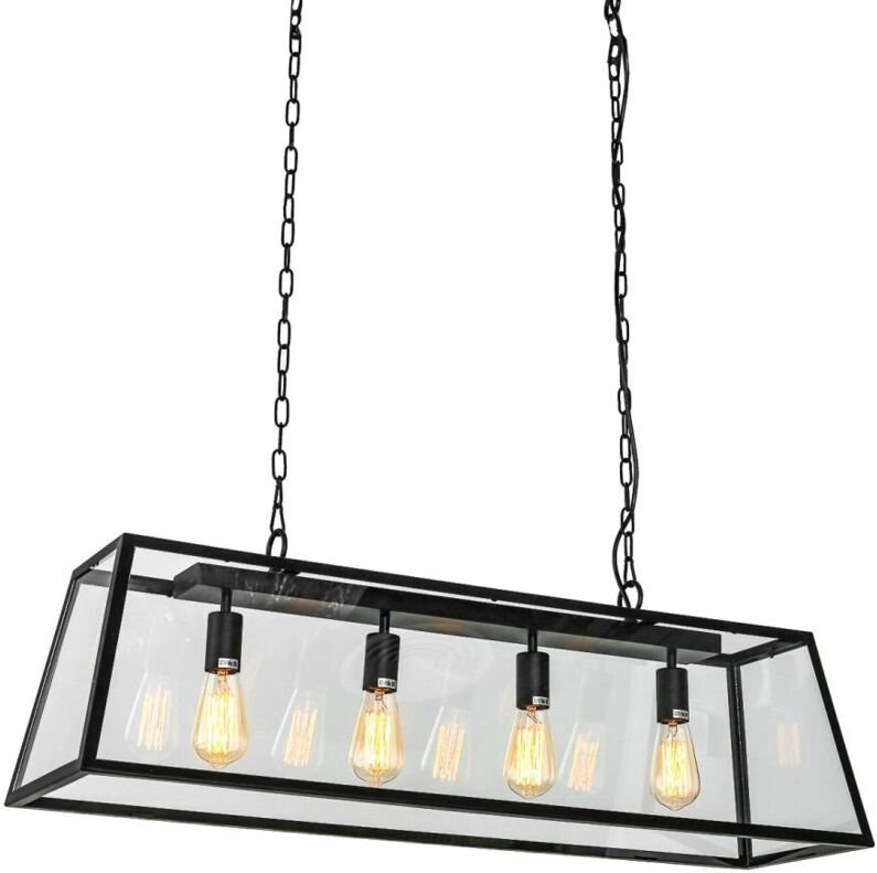 Laverno - Industrie- und Retro-Anhänger schwarz Matt 4 Light, E27 - Italux