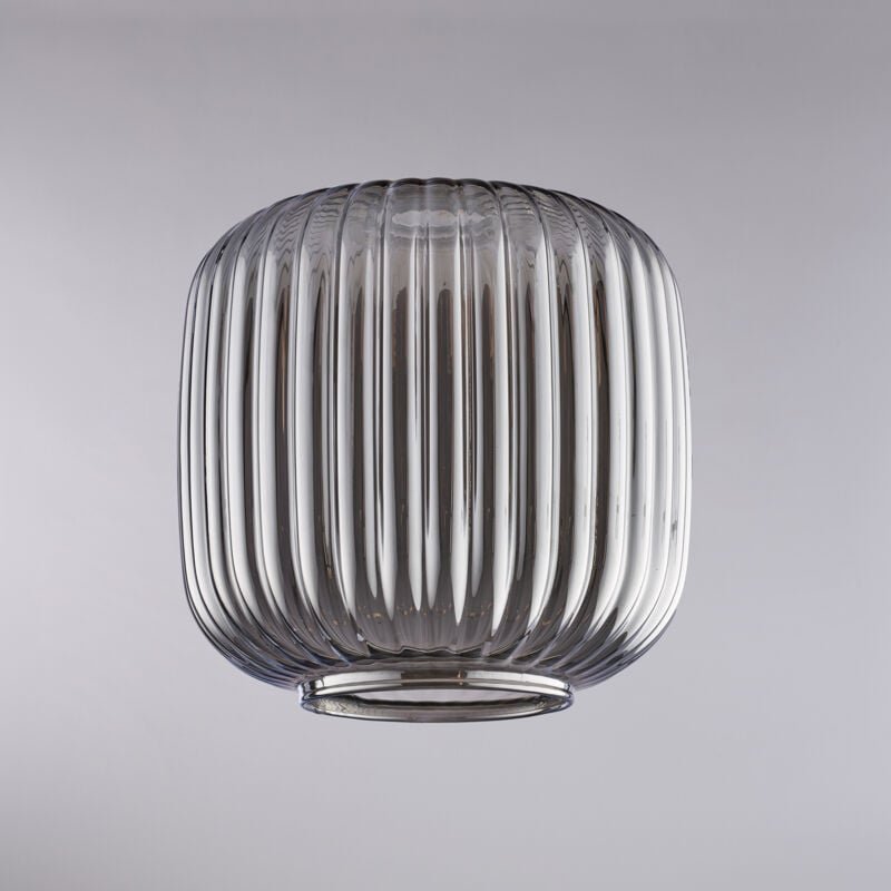 Diffusore in vetro soffiato grigio specchiato con decoro rigatura in rilievo H.20 - Ø20