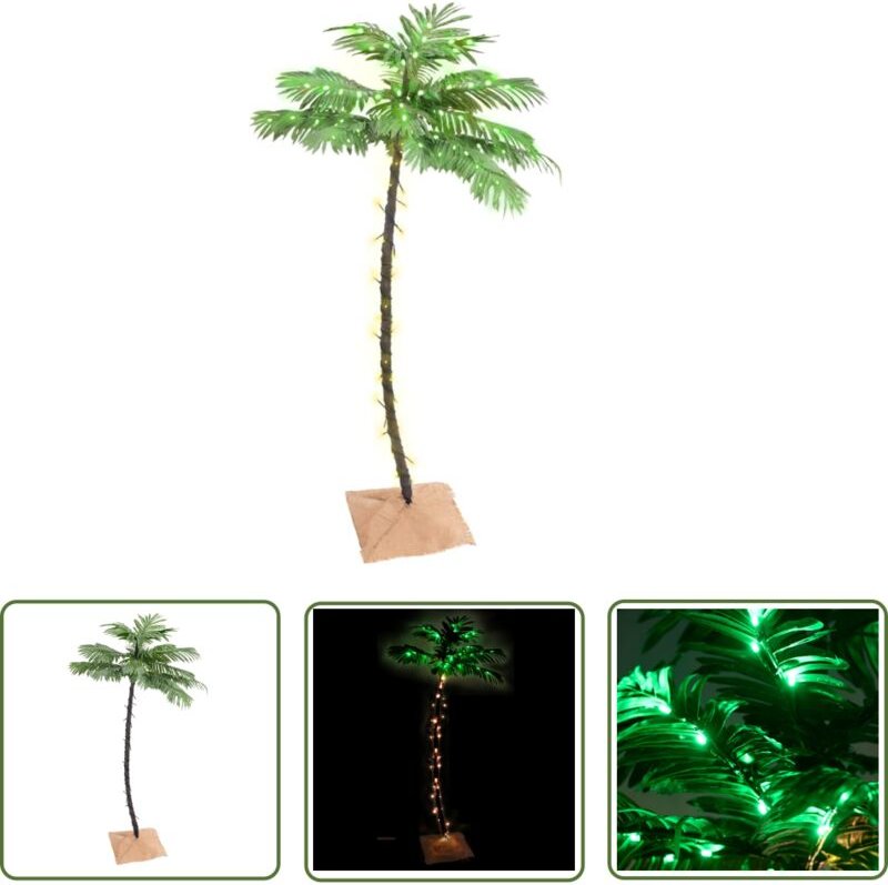 The Living Store - Künstliche Palme mit 88 LEDs Warmweiß 150 cm