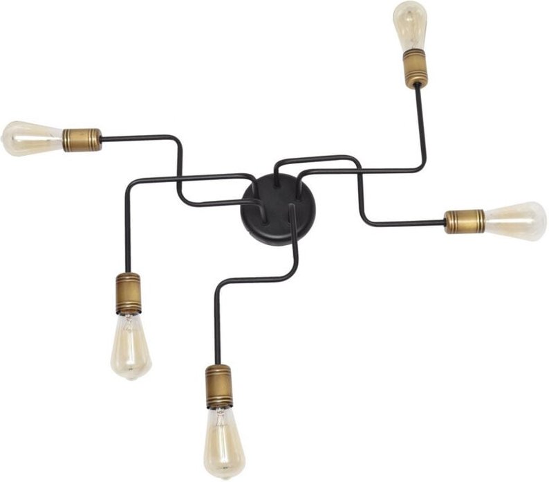 Tube Halbbündige Deckenleuchte mit mehreren Armen Schwarz, Patina 73cm - Helam