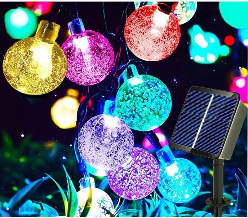 Solar-Lichterkette für draußen mit USB-Stecker, 50 LEDs, 7 m, 8 Modi, bunte Solar-Lichterkette für draußen, IP65, wetter...