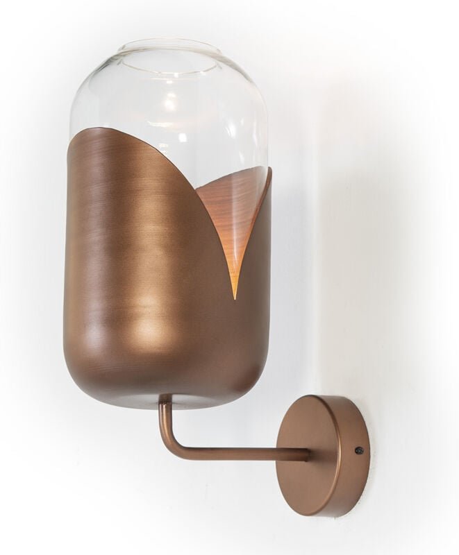 Wandleuchte 19X28X42 Glas/Metall Kupferfarbe