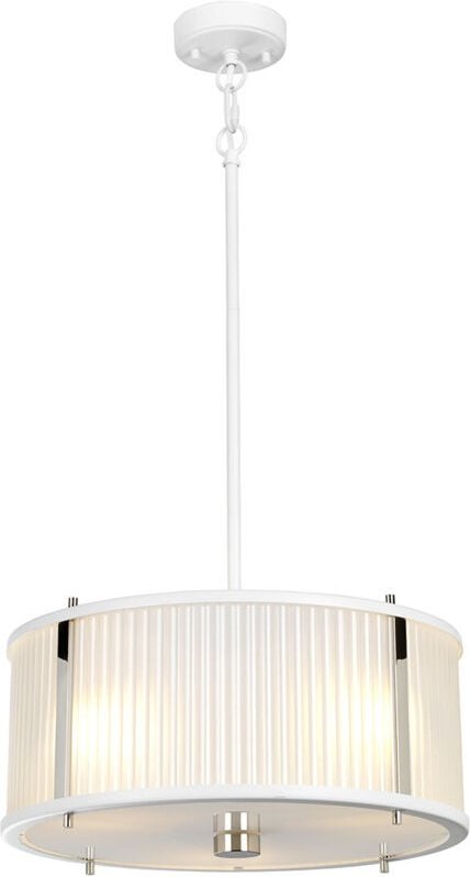 Corona zylindrische 3-Licht-Anhänger, weiß poliertes Nickel