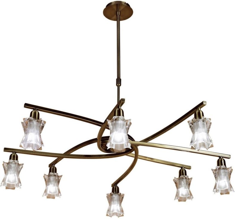 Inspired Mantra Alaska Pendelleuchte, umwandelbar in halbbündige 8-flammige L1/SGU10-Leuchte, antikes Messing, Kompaktle...