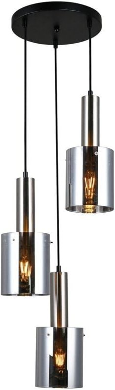 Sardo - Moderne hängende Anhänger Satin Nickel 3 Licht mit Glas, Smoky Shade, E27 - Italux