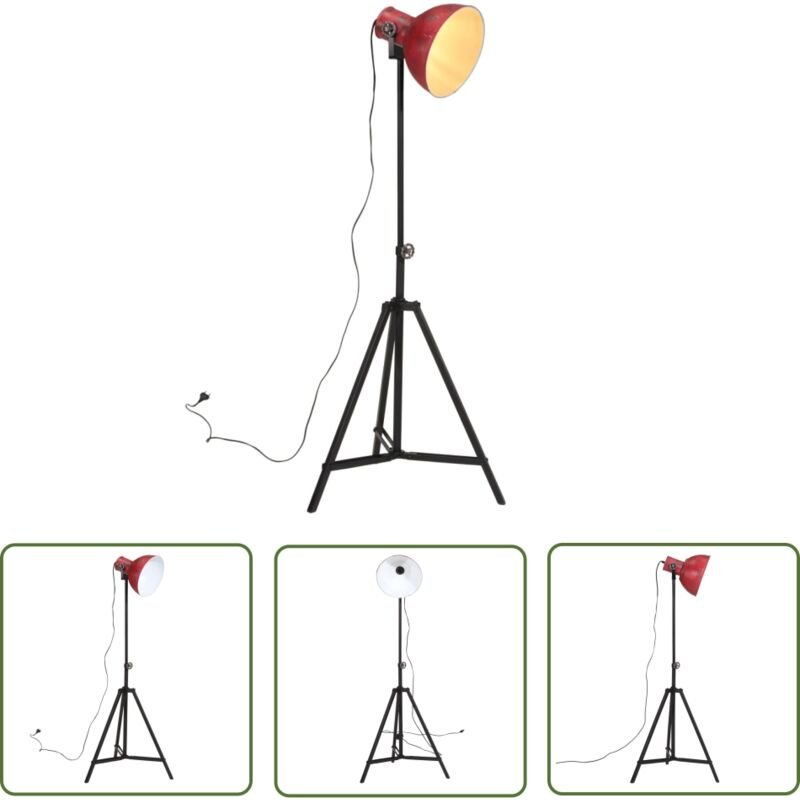 The Living Store - Stehleuchte 25 w Rot 61x61x90/150 cm E27 - Industrielampen - Stehlampe - Wohnraumleuchte - Eisenleuch...