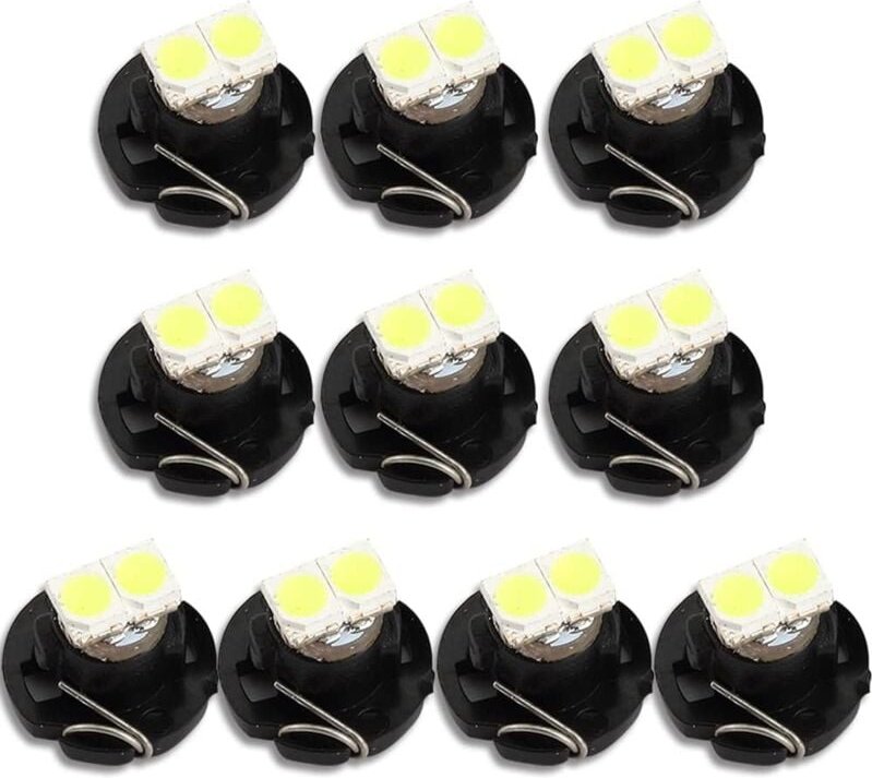 Ersandy - 10er-Pack 2 T4.2-LED-Lampen, smd 1210, 20 lm – extrem helle Armaturenbrettleuchte für Autos, weiß 6500 k