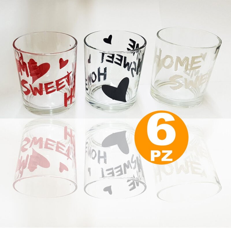 Trade Shop Traesio - Trade Shop - set 6 bicchieri mit sweet home in vetro von miakasa made italien -