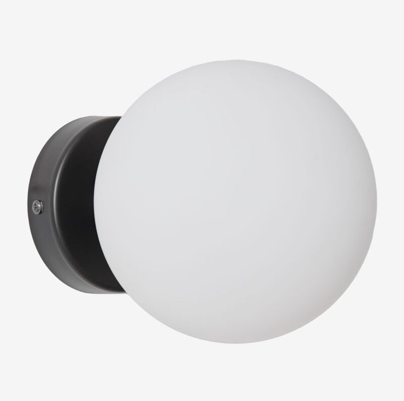 Sklum - Uvol Traditionelle Badezimmer-Wandleuchte aus Edelstahl mit Kristallkugel Schwarz