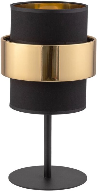 TK Calisto Tischleuchte mit rundem Schirm Schwarz, Gold 1xE27