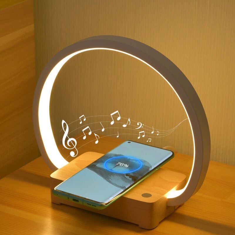 Nachttischlampe mit 10-W-Funkladegerät und USB-Ladeanschluss, berührungsempfindliches Nachtlicht aus Holz mit 3 Helligke...