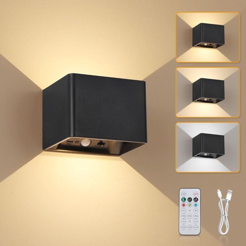Akku Wandleuchte Innen mit Bewegungsmelder 5400mAh mit Fernbedienung und Berührungssensor, Wandlampe Ohne Stromanschluss...