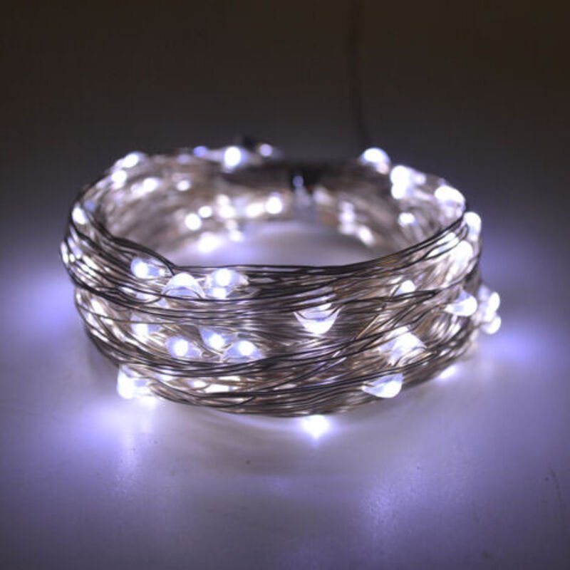 Solarbetriebene Lichterkette, 10 m, 100 LEDs, 8 Modi, geeignet für Weihnachtsbaum, Garten, Balkondekoration, kaltweiß