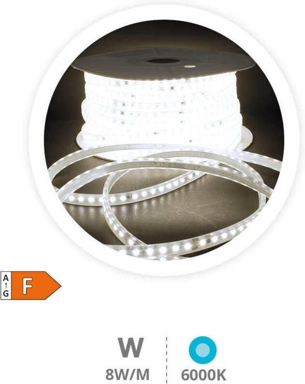 Rolle 50M LED-Streifen 8W/M 6000-6500K IP65 230V