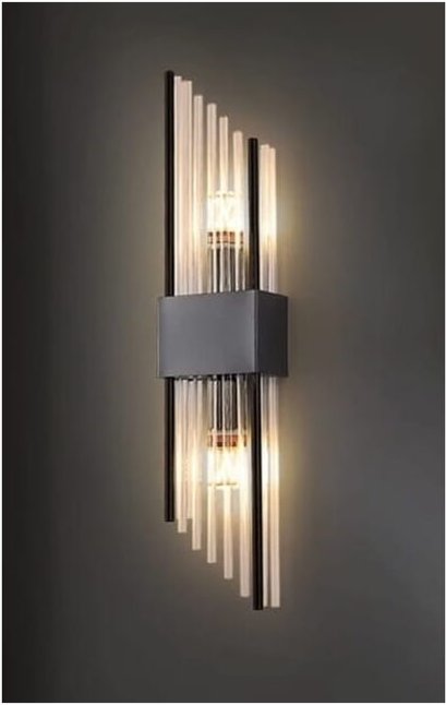 Slash - Große schwarze Kristallwandleuchte 500x120 mm, 2xE14, 40W, Schwarz