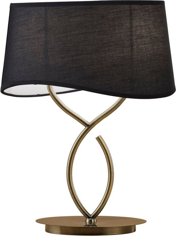 Inspired Mantra Fusion Ninette Ninette Tischlampe, 2-flammig, E14, groß, antikes Messing mit schwarzem Schirm