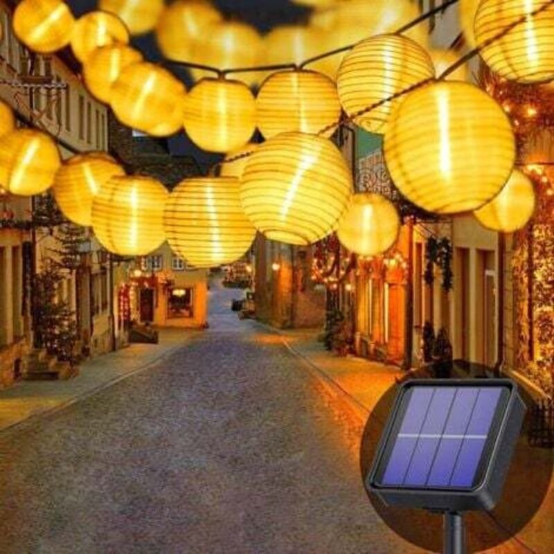 Solar-Lichterkette für den Außenbereich – 6,5 m – 30 LED-Laternen – 8 Modi – Wasserdicht – Solarbeleuchtung für Garten, ...