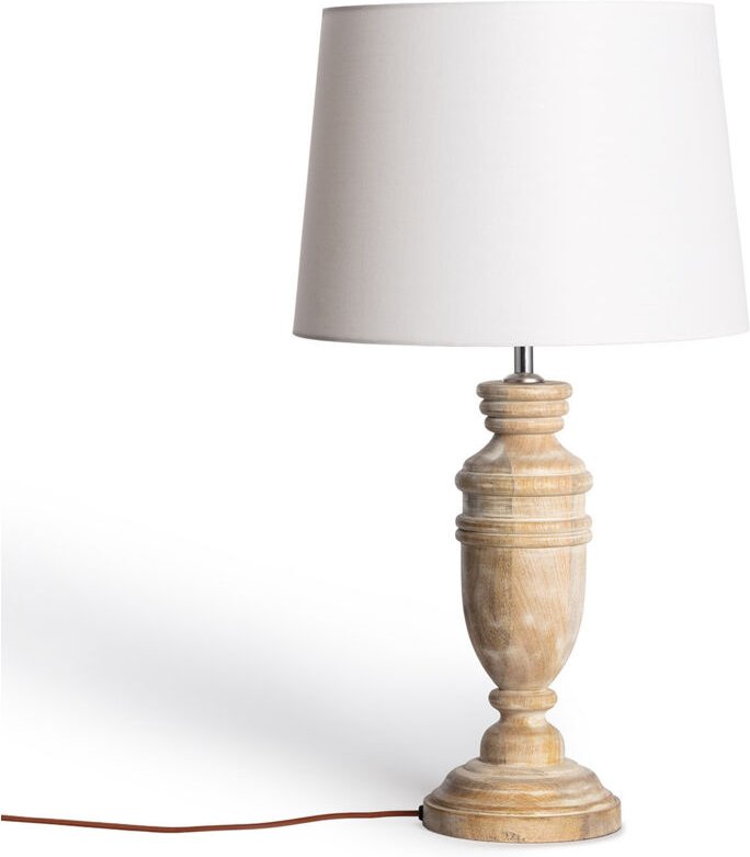 Tischlampe aus Holz Hausa ILUZZIA Antikes Weiß