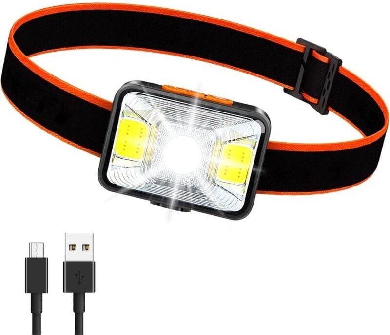 USB-wiederaufladbare Stirnlampe, 1000 mAh, 1800 Lux, superhelle Stirnlampe mit 5 Beleuchtungsmodi, IPX5-wasserdichte Sti...