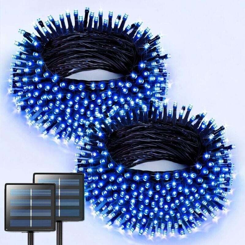 Blaue Solar-Lichterkette, 100 LEDs, 12 Meter, Solar-Lichterkette für den Außenbereich, 8 Modi, geeignet für die Dekorati...