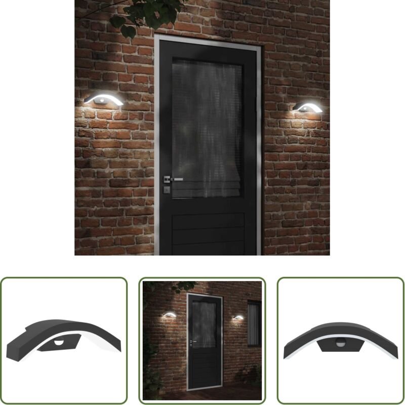 vidaXL Bewegungssensor - LED-Außenwandleuchte mit Sensor Schwarz Aludruckguss