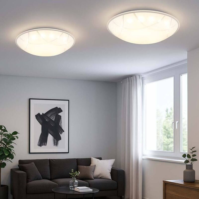 LED Deckenleuchte Glas Modern Wohnzimmerleuchte Chrom Deckenlampe Flurleuchte weiß, nickel-matt opal, 1x LED 8W 640Lm wa...