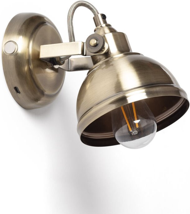 Wandleuchte Messing mit wiederaufladbarem USB-Akku Messing