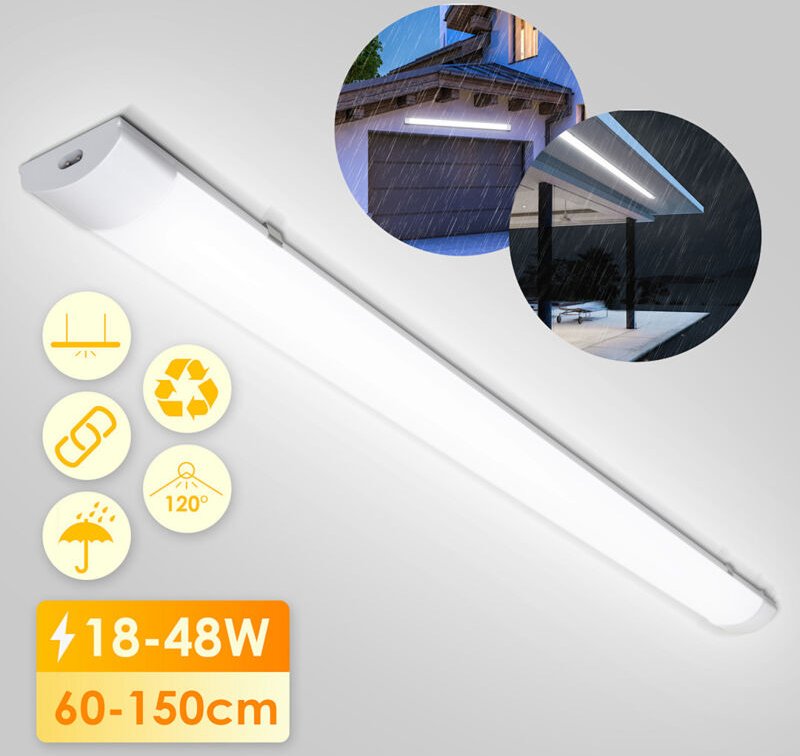 Wolketon LED Feuchtraumleuchte Feuchtraumlampe Neutralweiß 60 cm Werkstatt IP65