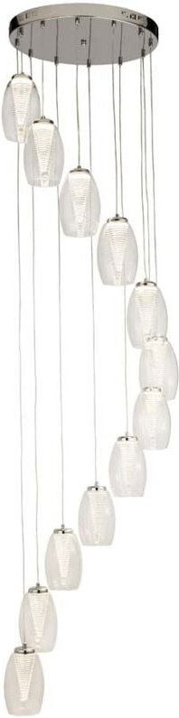 Hängelampe Pendelleuchte Esszimmerleuchte led Glas klar Stahl Chrom 12-Flammig