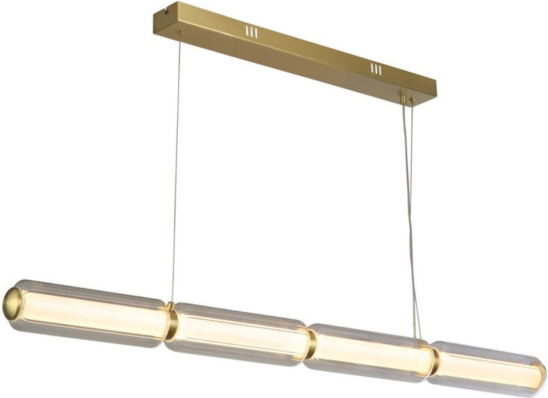 Searchlight Mod LED-Deckenpendel, satiniertes Messingmetall, opales Acryl und klares Glas